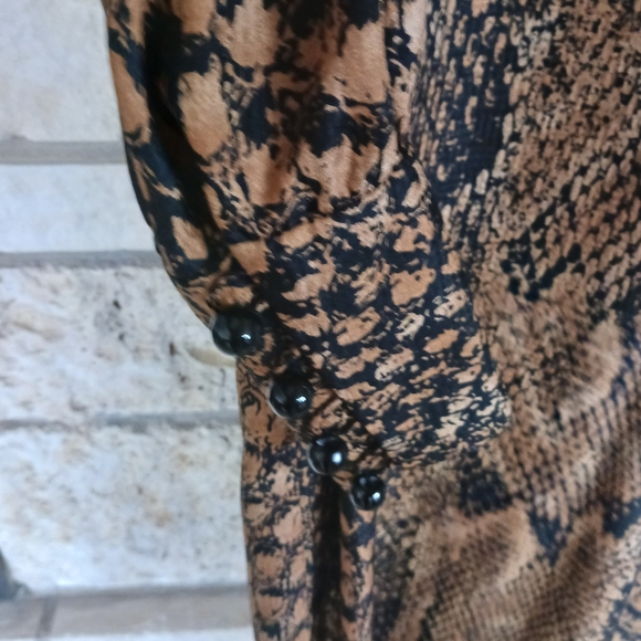 Baron Peters 100% silk dress longsleeve snakeskin size 14 vintage 80s nwt $340 - Picture 6 of 10